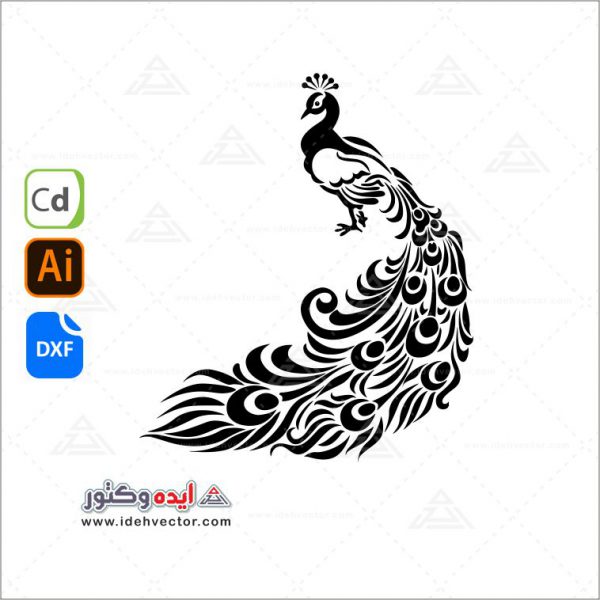 طرح شابلون طاووس ( Peacock Stencil )
